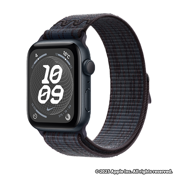 Apple Watch SE (GPSモデル) - 44mmミッドナイトアルミニウムケースとブラック/ブルーNikeスポーツループ