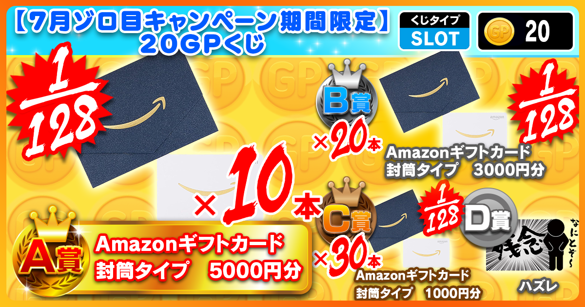 【7月ゾロ目キャンペーン期間限定】20GPくじ